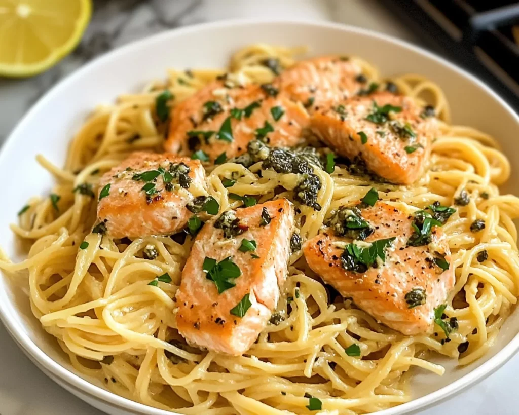 Simple Salmon Piccata Pasta