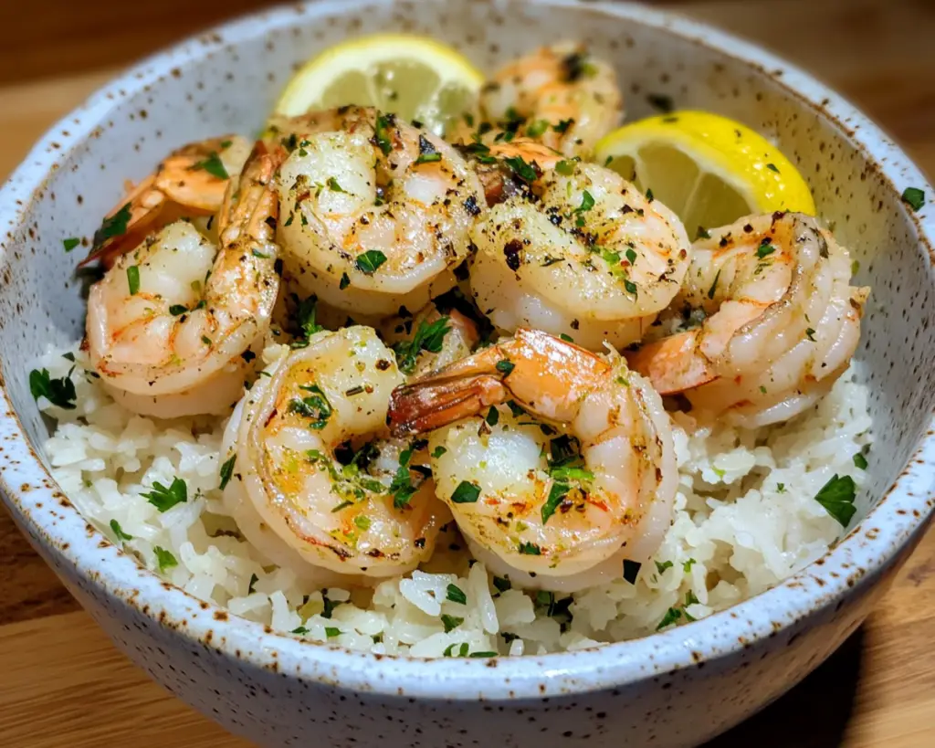 Lemon Garlic Shrimp with Rice