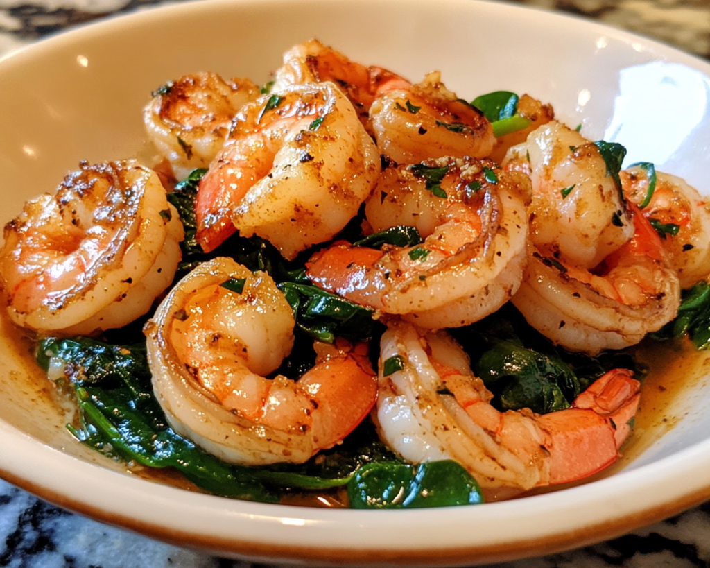 Garlic Butter Shrimp with Spinach