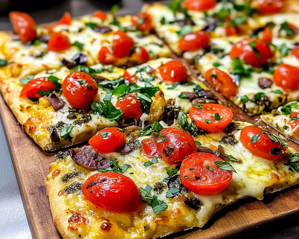 Cheesy Mediterranean Flatbread Pizza