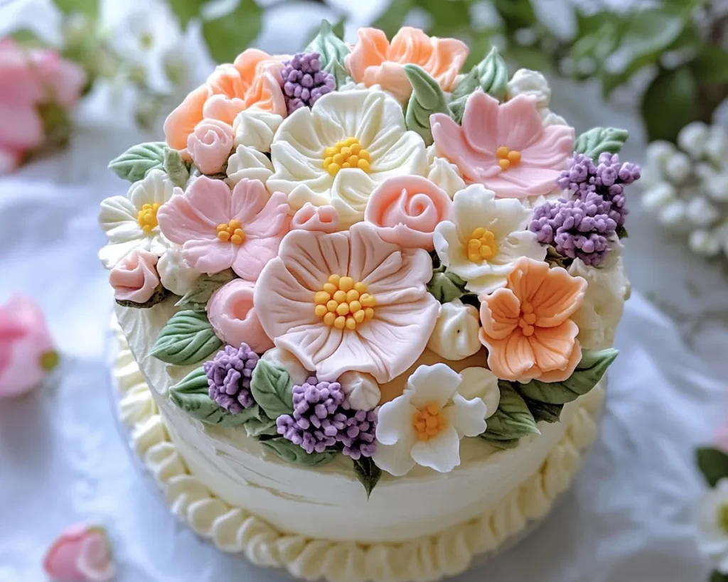 Spring Cake Designs: Pastel Floral Cake Topper Design
