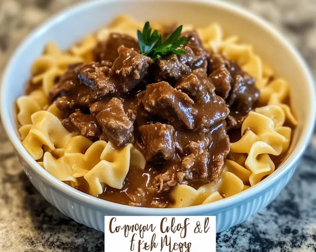 Comforting Easy Crockpot Beef Tips & Noodles