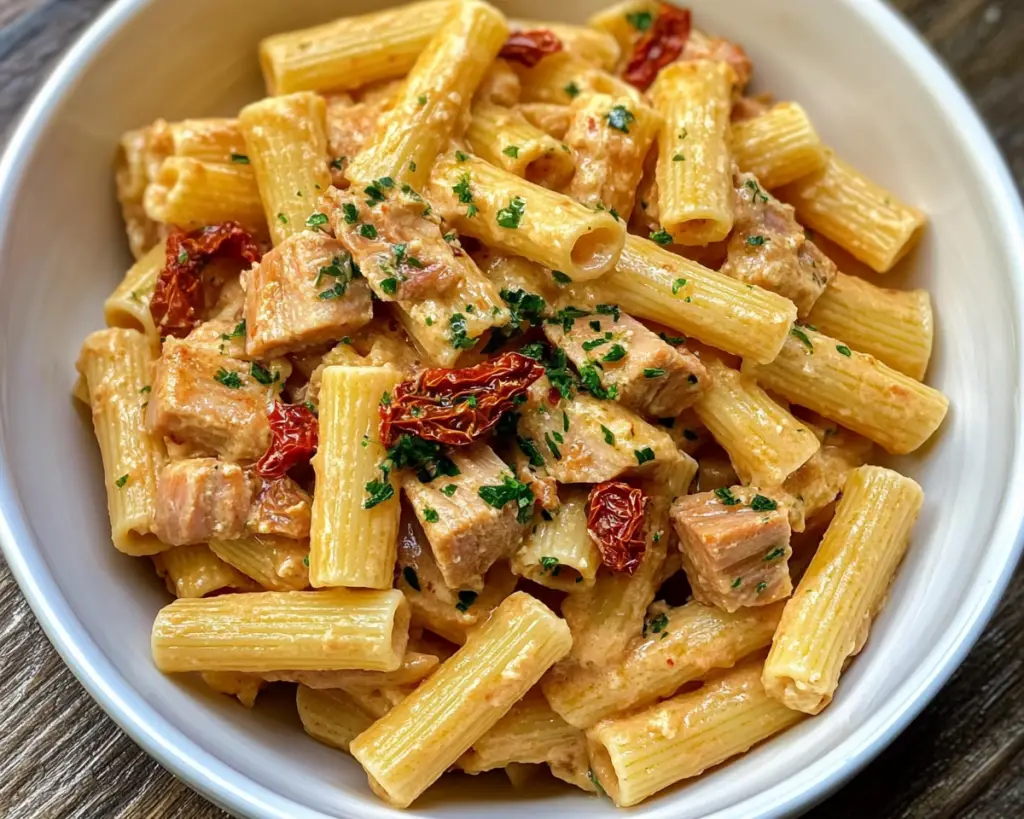 Tuna Rigatoni with Sun-Dried Tomatoes (Easy Pasta Dinner)