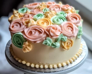 Spring Cake Designs: Pastel Buttercream Rosettes Cake