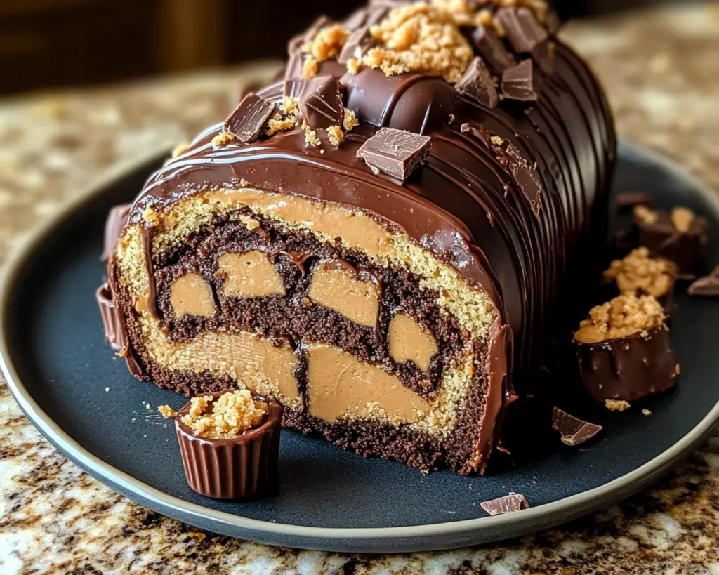 Decadent Peanut Butter Cup Chocolate Roll