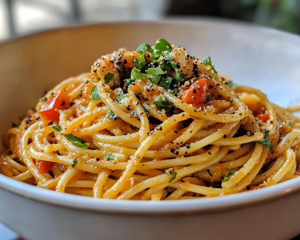 Vegan Singapore Black Pepper Spaghetti (Bold & Spicy)