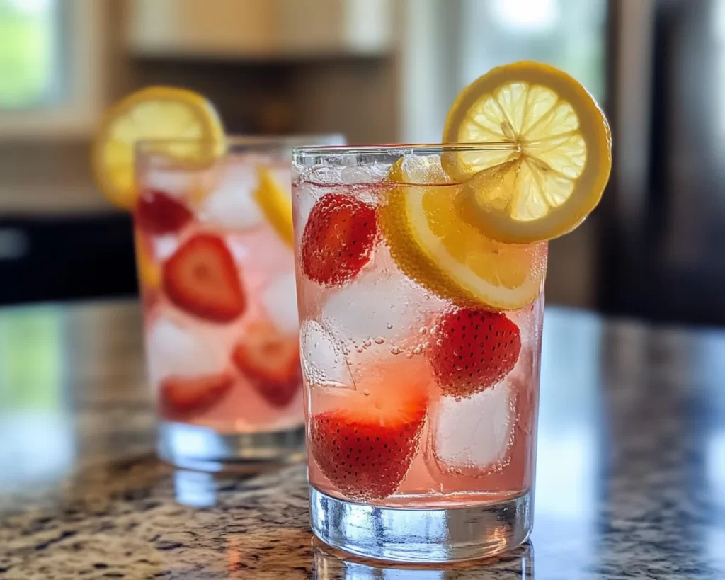 Soda Drinks Recipes: Homemade Lemon Strawberry Fizz