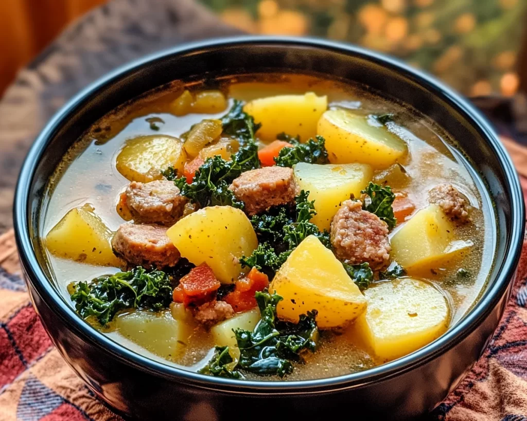 Quick Dairy Free Potato Kale Sausage Soup