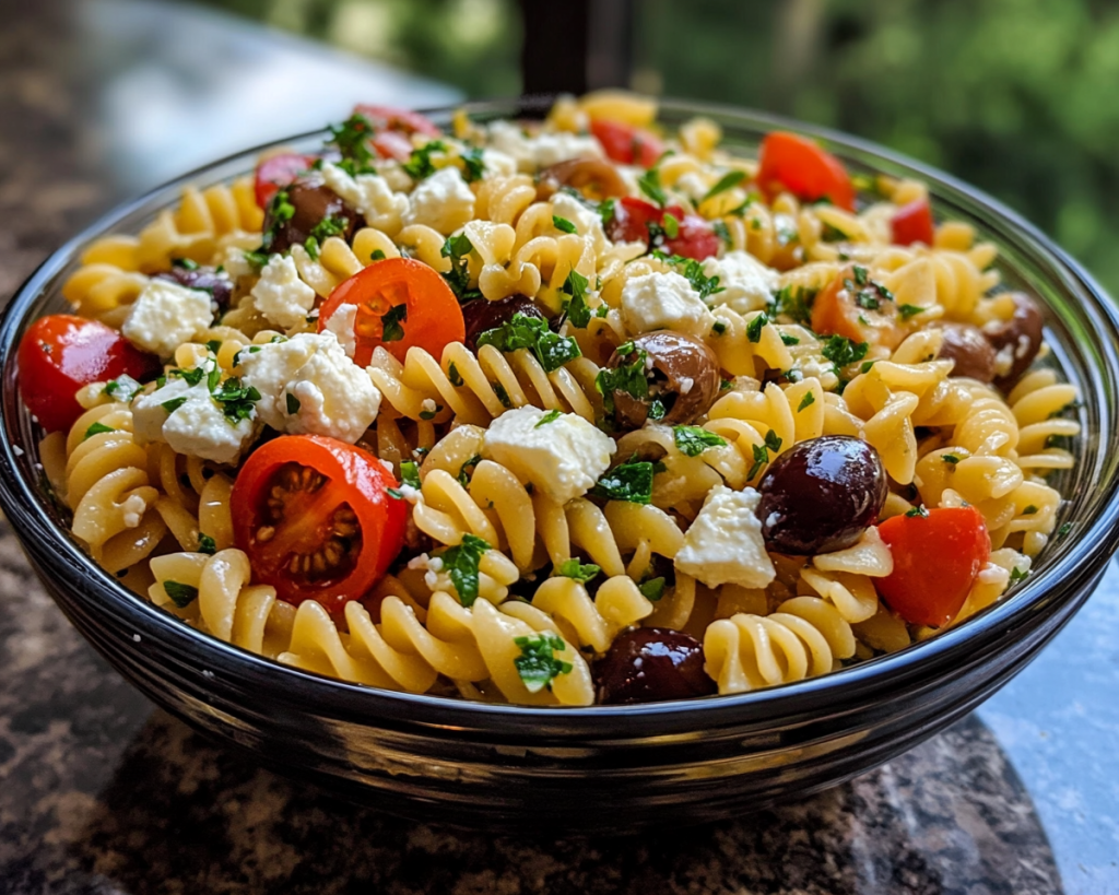Cold Pasta Salad with Feta and Olives