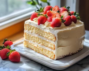 Spring Birthday Cake: Vanilla Strawberry Sheet Cake