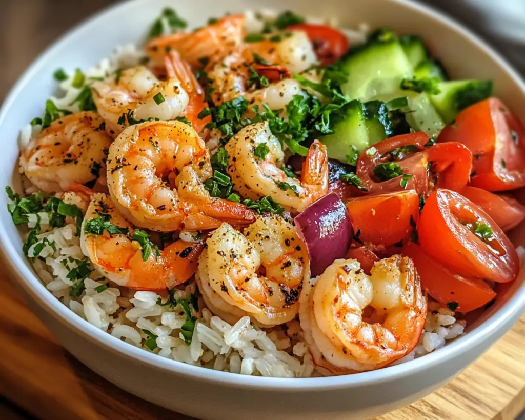Mediterranean Shrimp Rice Bowl