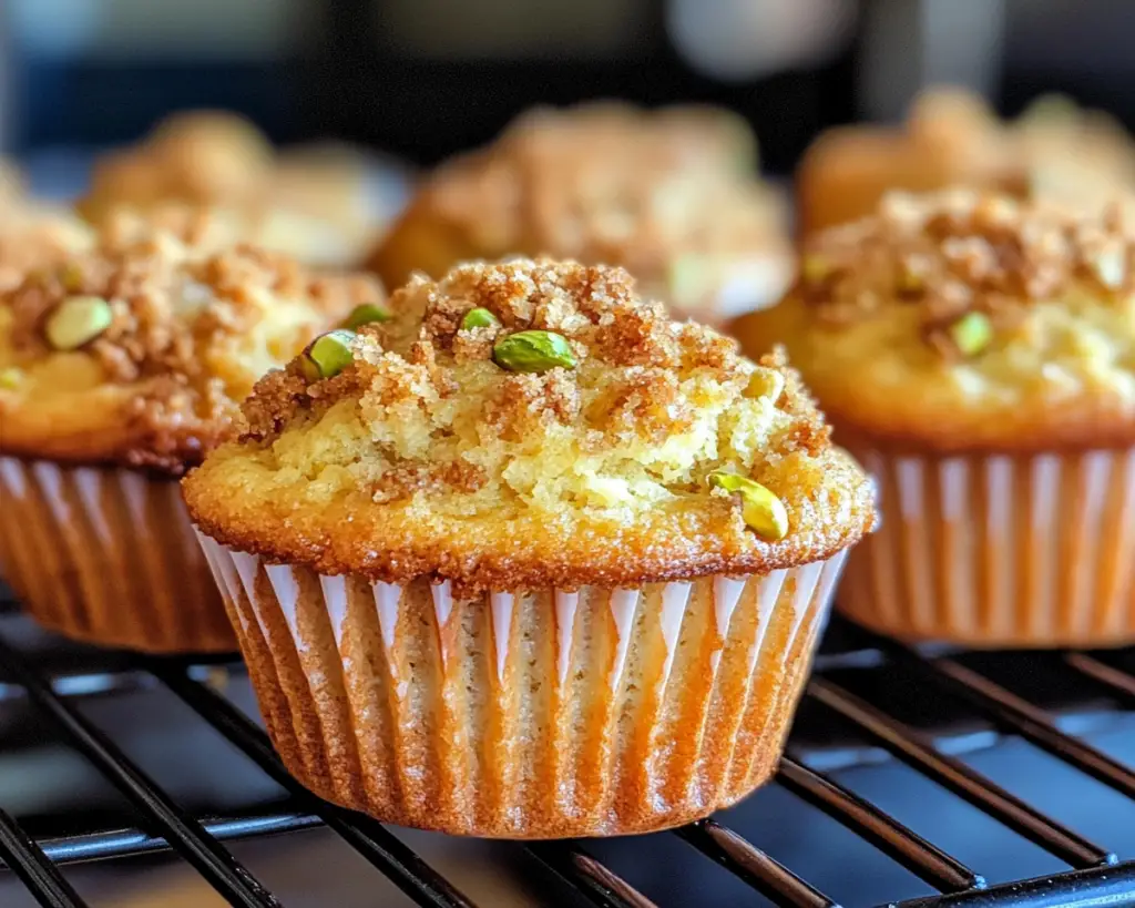 Bakery-Style Pistachio Muffins with Crumble Topping