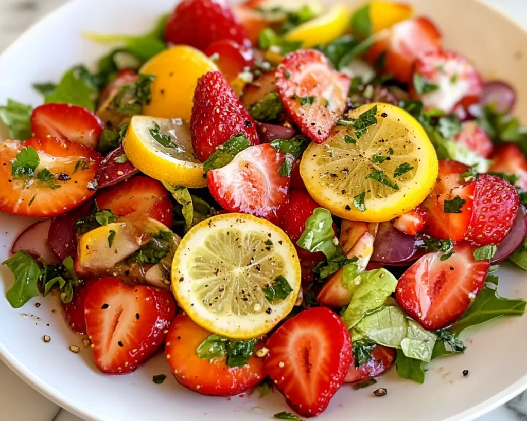 Spring Salad: Strawberry Salad with Lemon Vinegarette Dressing
