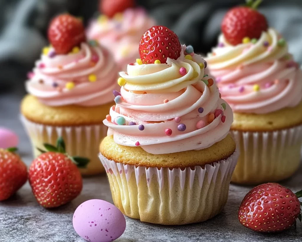 Easter Strawberry Cupcakes
