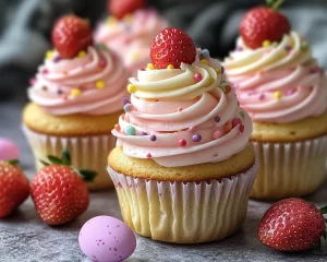 Easter Strawberry Cupcakes