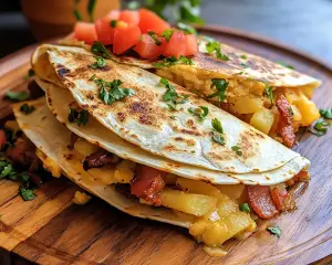 Vegan Breakfast Quesadilla with Smoky Bacony Potatoes (Savory Morning Meal)