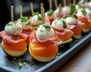 Picnic Food Ideas: Prosciutto Melon and Mozzarella Bites in 10 Minutes
