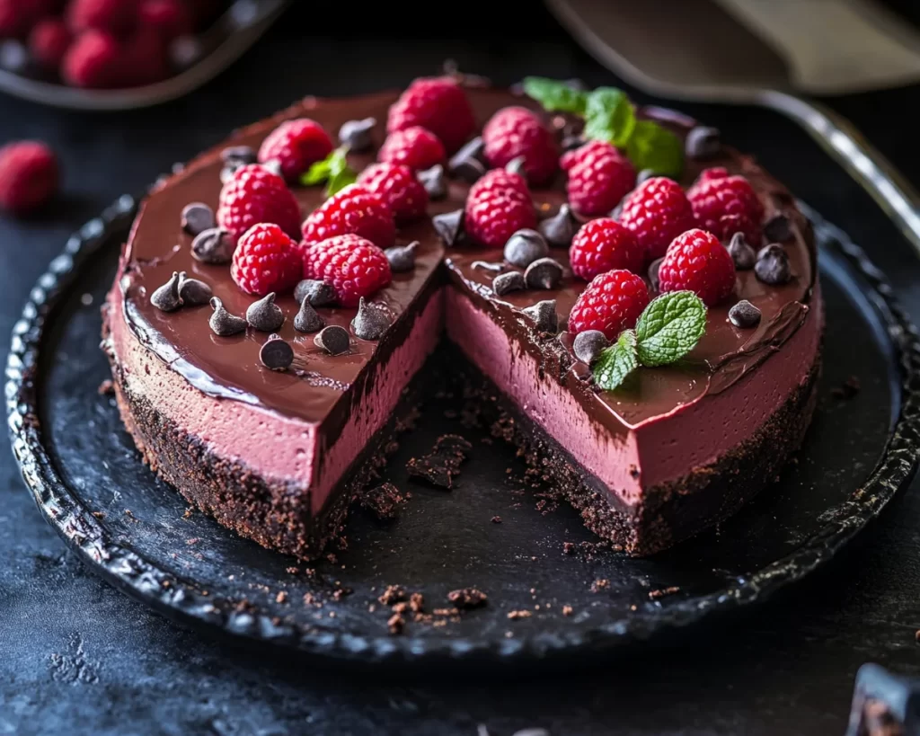 Dark Chocolate Raspberry Cheesecake: An Elegant Chocolate Dessert Ideas For Party