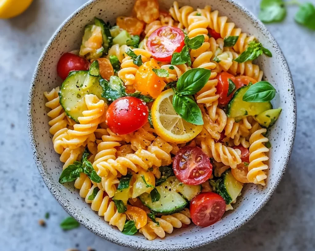 Spring Dinner Ideas: Veggie Pasta Salad with Lemon Dressing