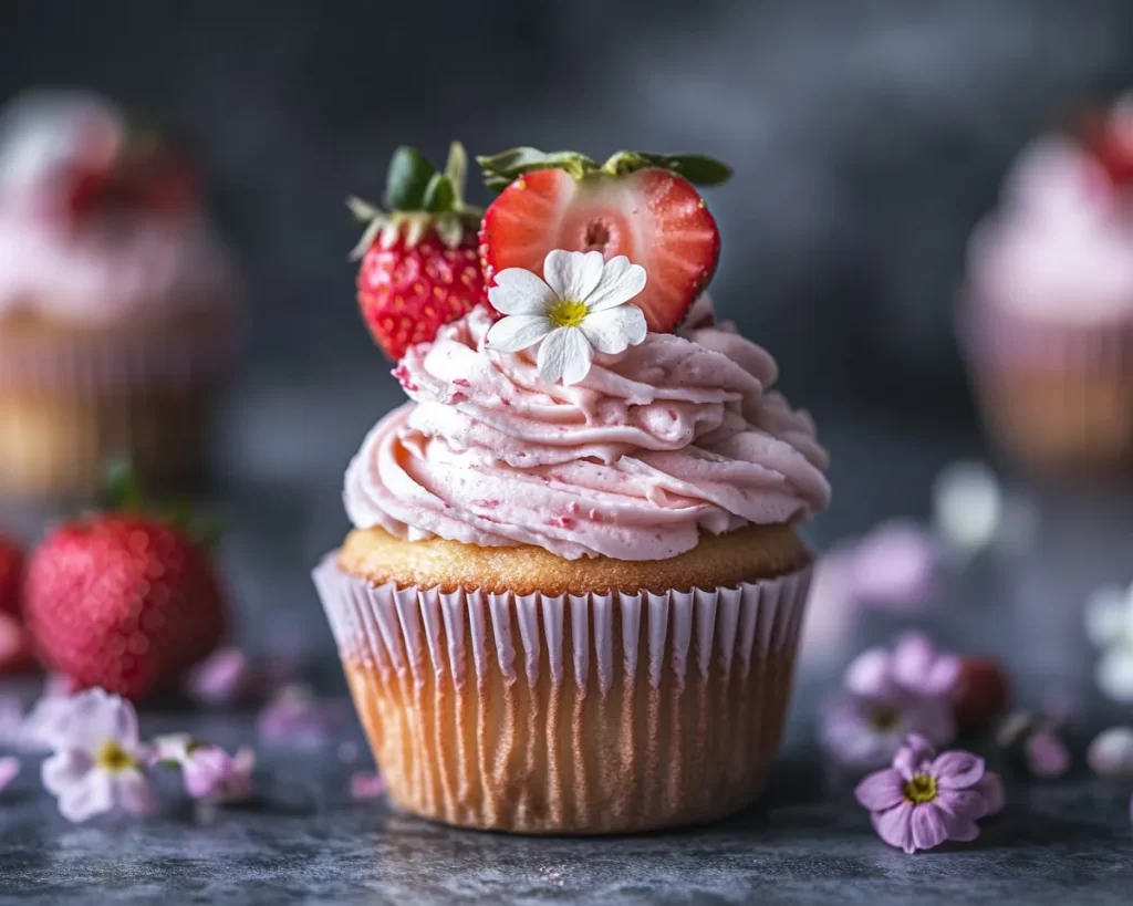 Spring Cupcakes: Strawberry Cream Cupcakes in 7 Steps