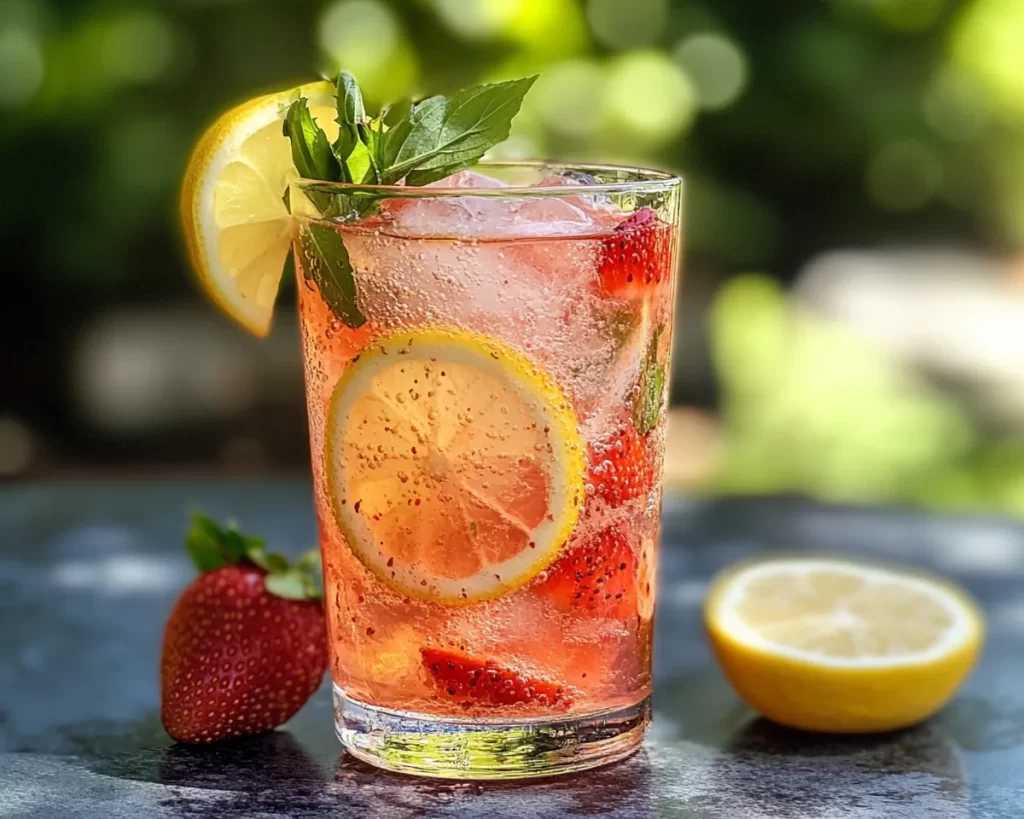Spring Drinks: Sparkling Strawberry Lemonade Mocktail