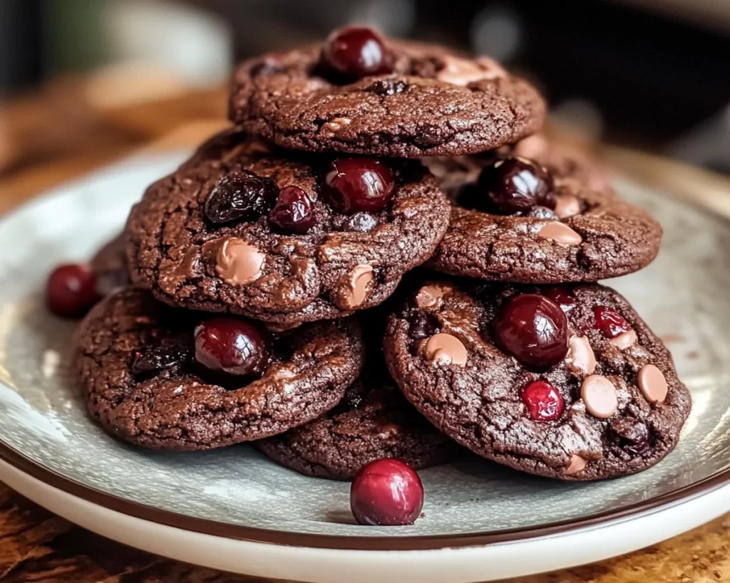 Black Forest Cookie: Brownie Stuffed Black Cherry Cookies in 30 Minutes