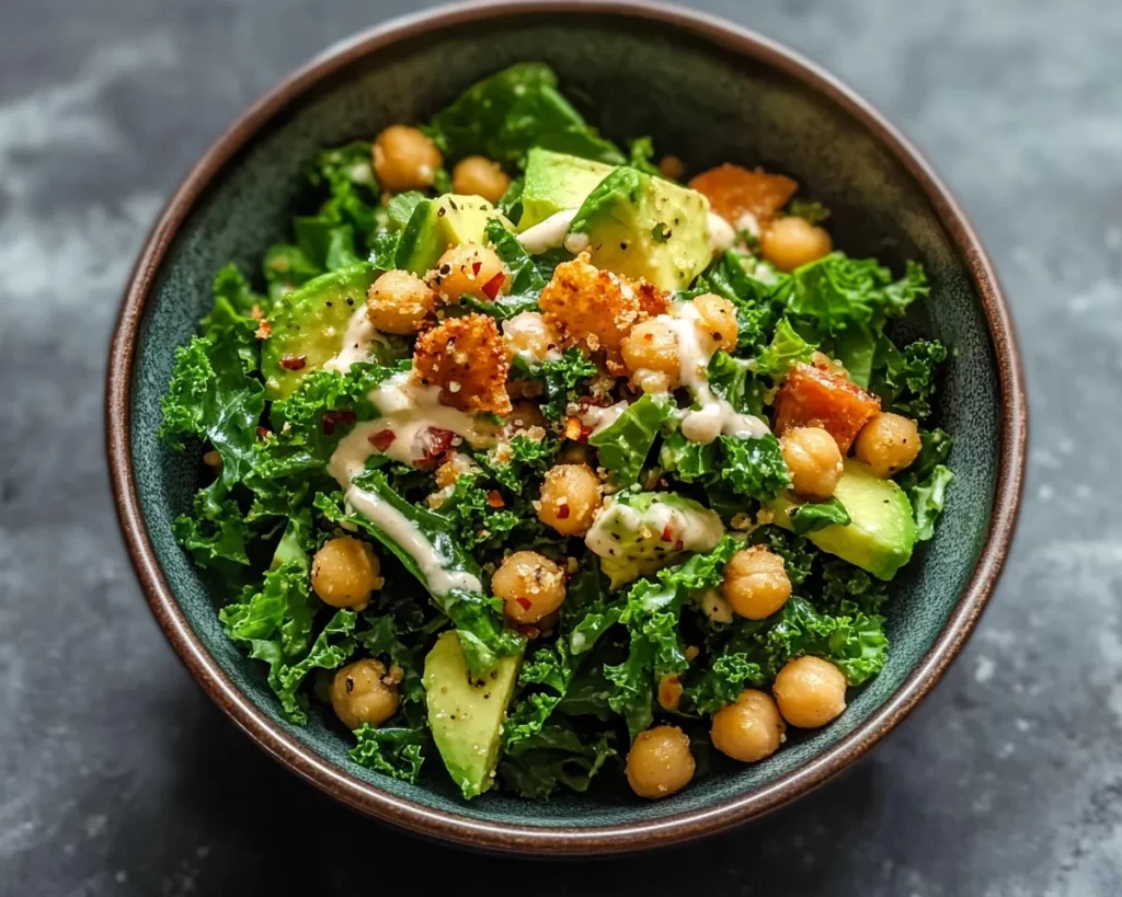 Spring Salads: Crispy Chickpea and Kale Caesar Salad in 15 Minutes