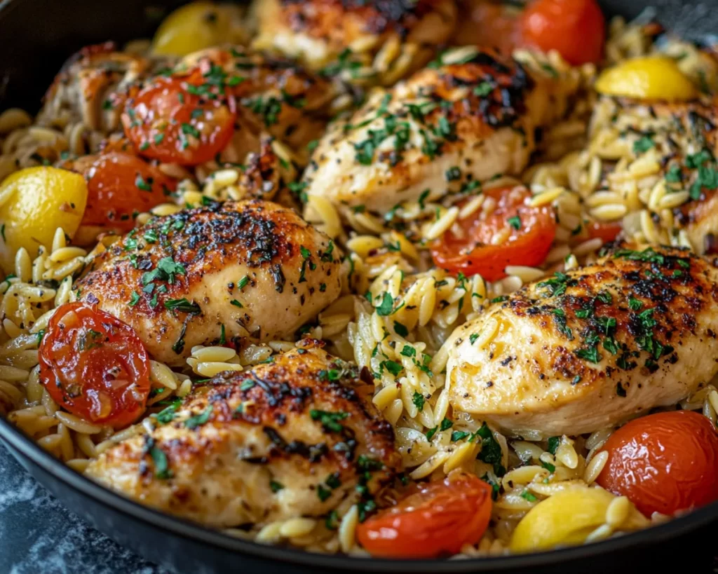 Spring Dinner Ideas: One Pan Lemon Orzo Chicken in 25 Minutes
