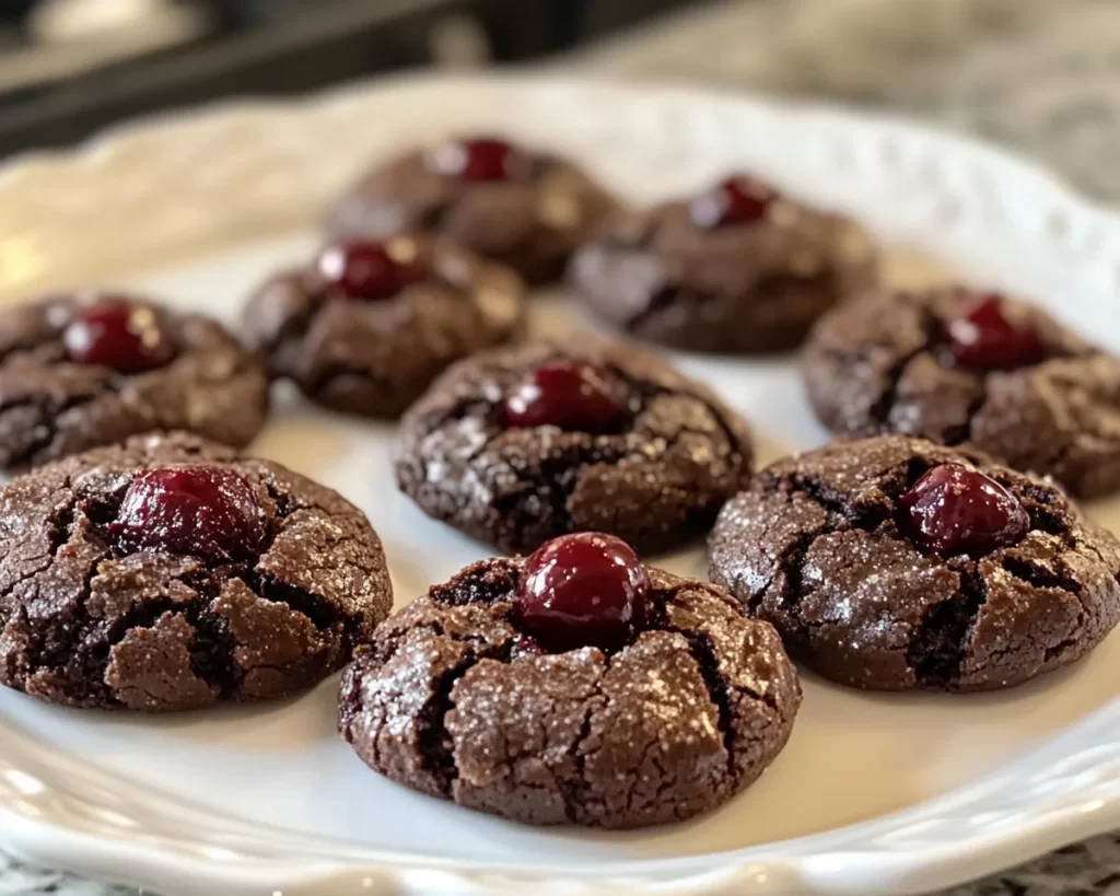 Black Forest Cookie: Cherry Filled Chocolate Crinkle Cookies in 30 Minutes