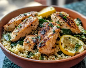Spring Dinner Ideas: Lemon Spinach Couscous with Chicken in 20 Minutes