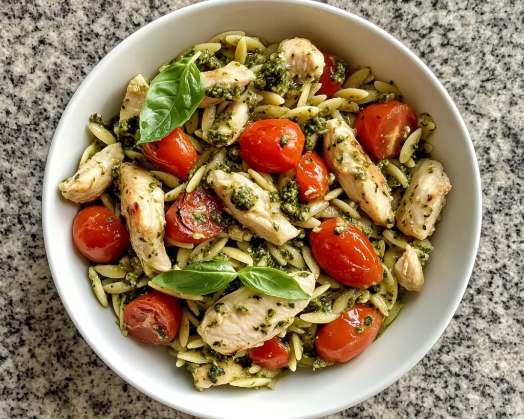 Spring Dinner Recipes: Pesto Chicken Orzo in 20 Minutes