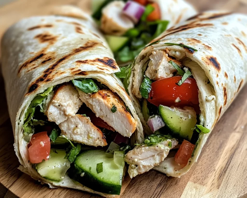 Healthy Easy Greek Chicken Wraps (Lunch Idea)