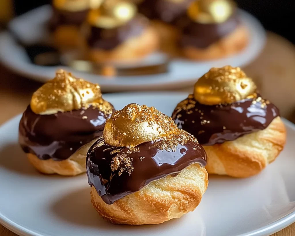 Gold-Dusted Chocolate Profiteroles