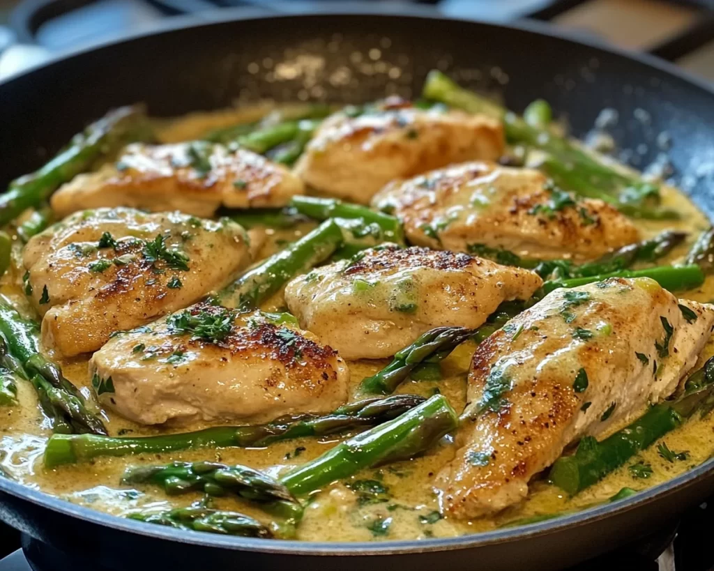 Spring Dinner Ideas: Creamy Asparagus Chicken Skillet in 25 Minutes