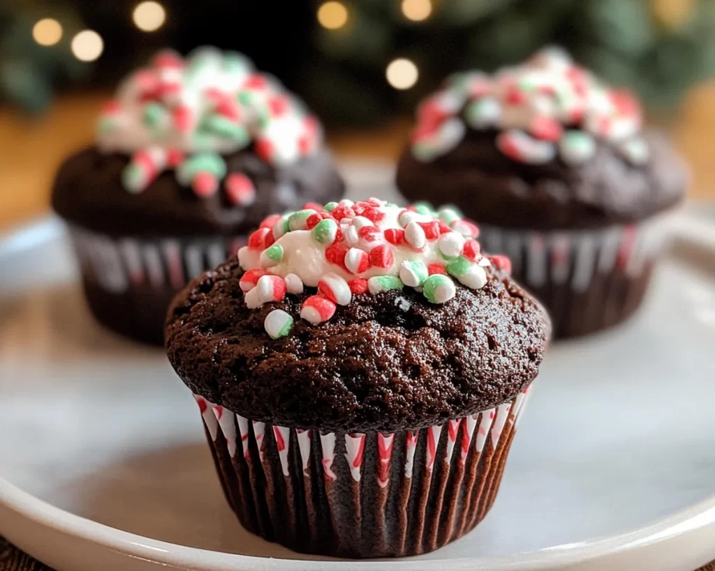 Peppermint Hot Chocolate Muffins