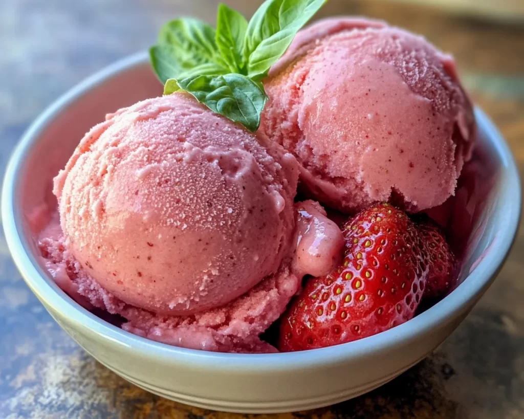 Spring Dessert: Strawberry Basil Sorbet in 10 Minutes