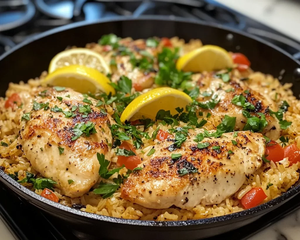 Easy Dinner Recipes for Family: One Pan Lemon Chicken & Rice in 25 Minutes