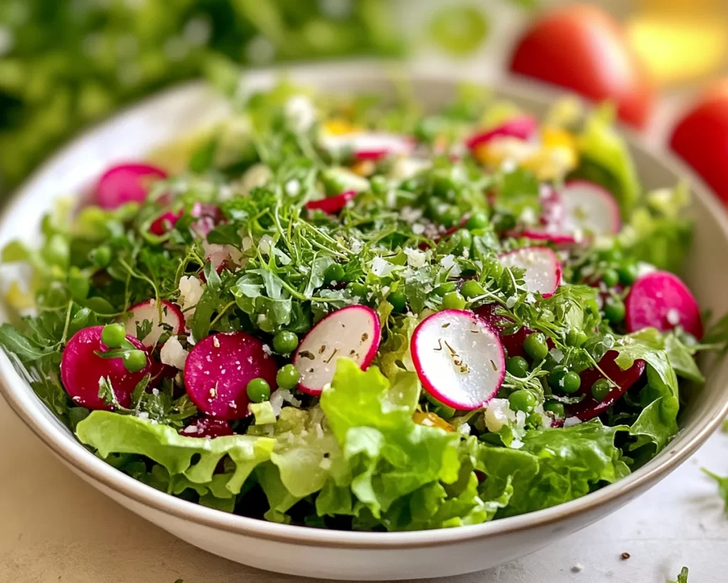Spring Salad: Pea Shoot and Radish Butter Lettuce Salad in 10 Minutes
