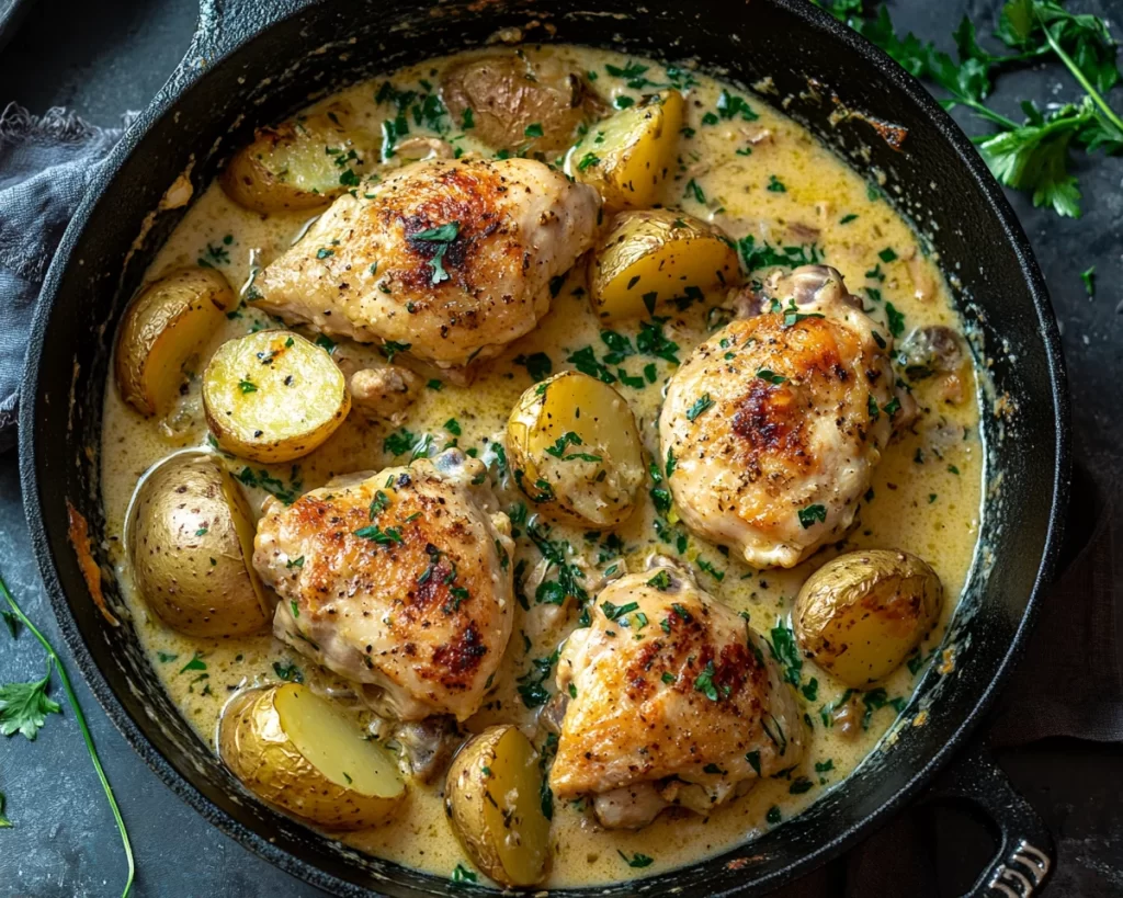 Easy Dinner Recipes for Family: Creamy Garlic Chicken & Potatoes in 30 Minutes