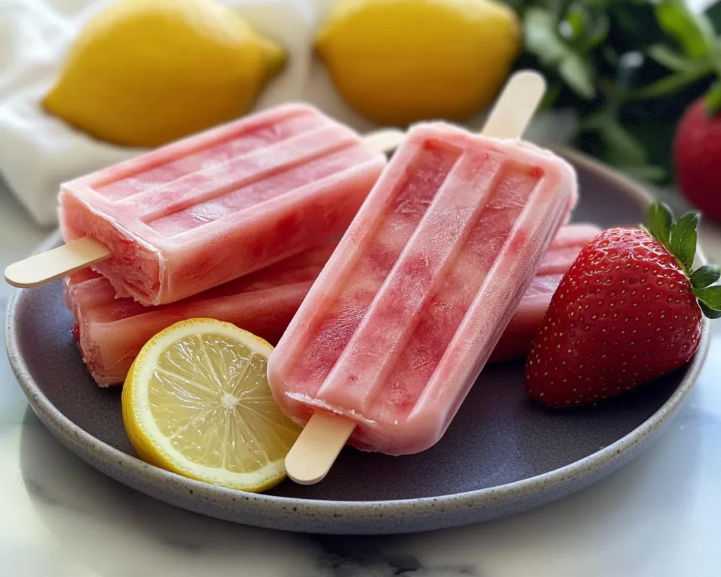 Strawberry Recipes Easy: Strawberry Lemon Popsicles (Easy)