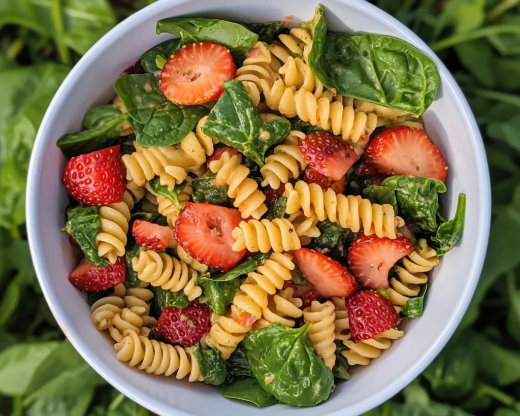 Picnic Food Ideas: Strawberry Spinach Pasta Salad in 15 Minutes