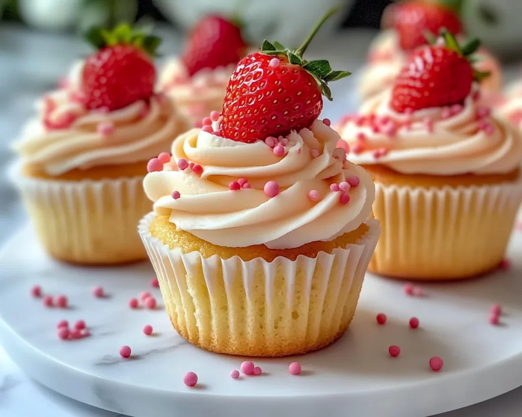 Spring Cupcakes: Vanilla Bean Strawberry Cupcakes in 7 Steps
