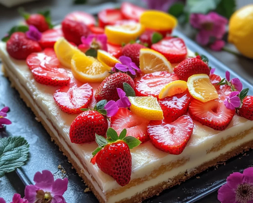 Spring Cake: Strawberry Lemon Sheet Cake