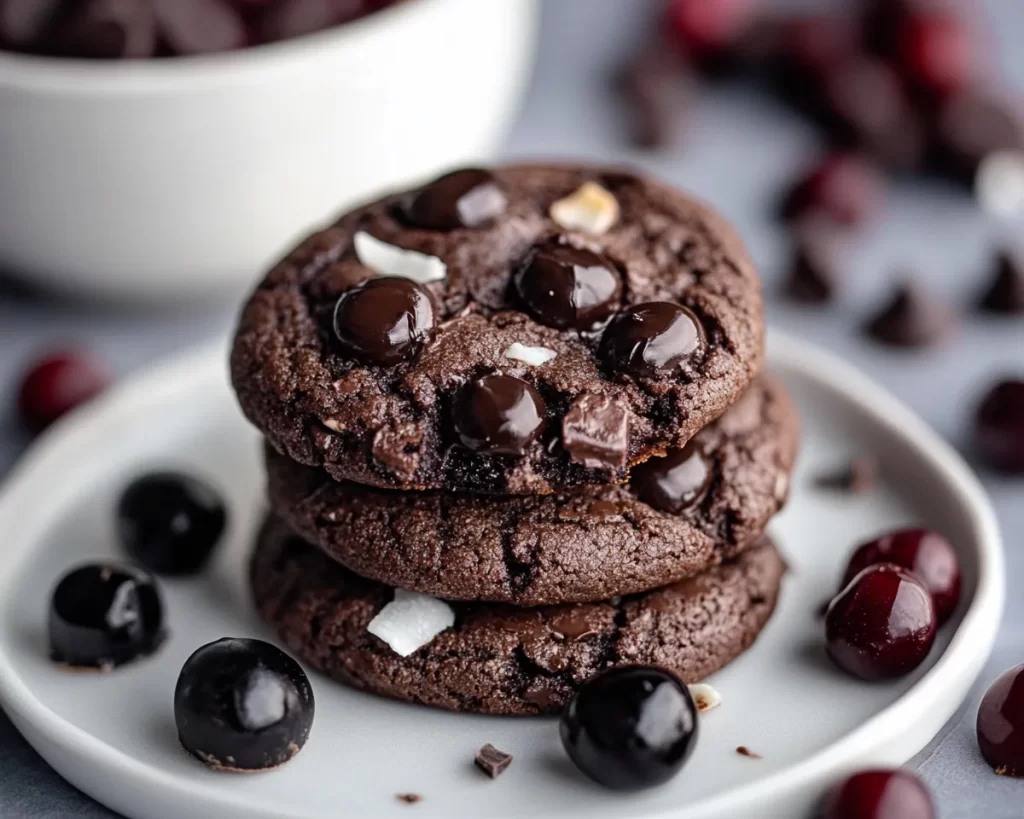 Black Forest Cookie: Black Cherry Coconut Chocolate Cookies in 25 Minutes