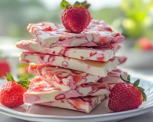 Spring Desserts: Strawberry Cream Yogurt Bark in 5 Ingredients