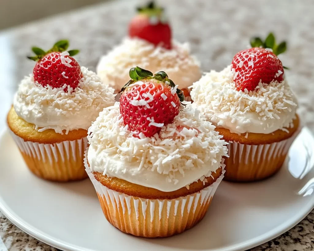 Spring Cupcakes: Coconut Strawberry Cupcakes in 7 Steps