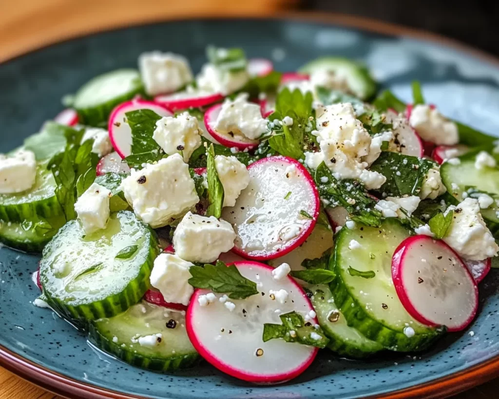 Spring Salad: Radish Cucumber and Feta Salad in 10 Minutes