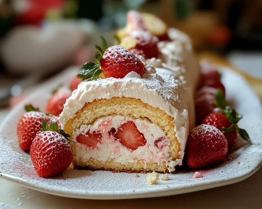 Spring Desserts: Strawberry Cream Roll Cake in 7 Steps