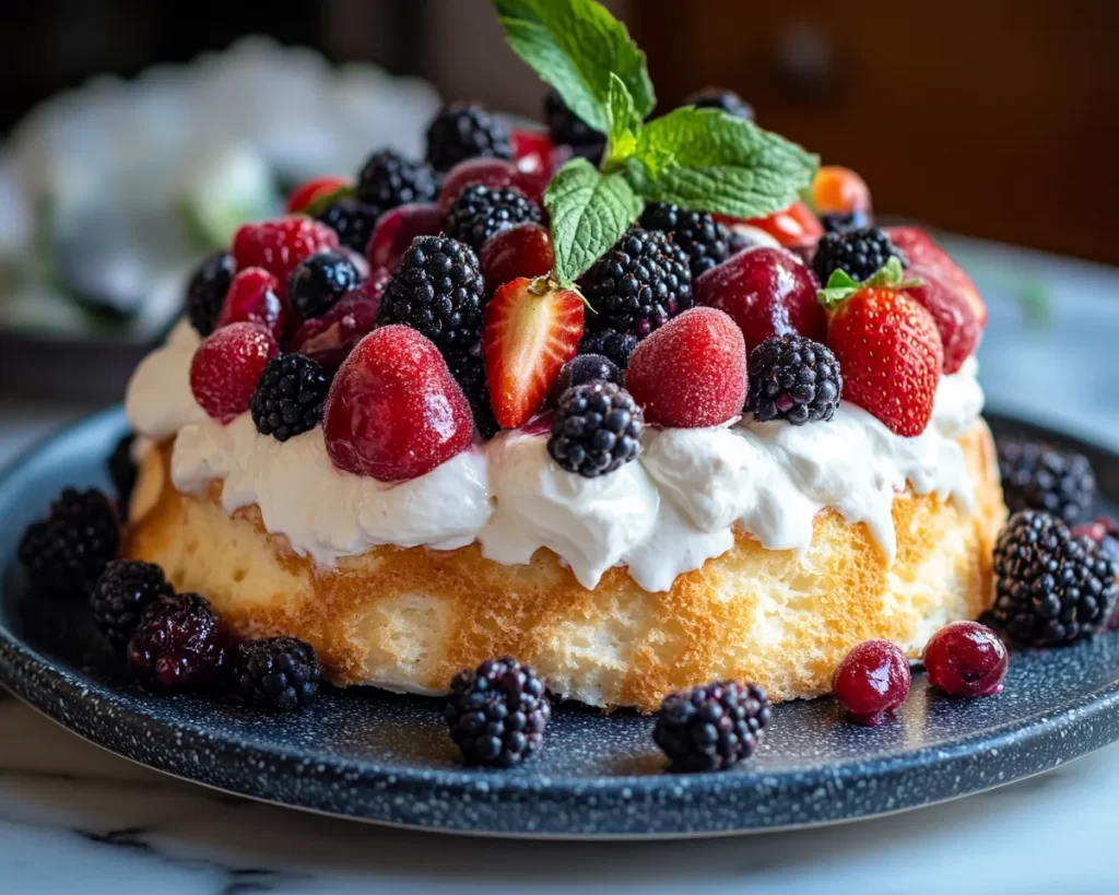 Spring Desserts: Angel Food Cake with Berries in 5 Steps