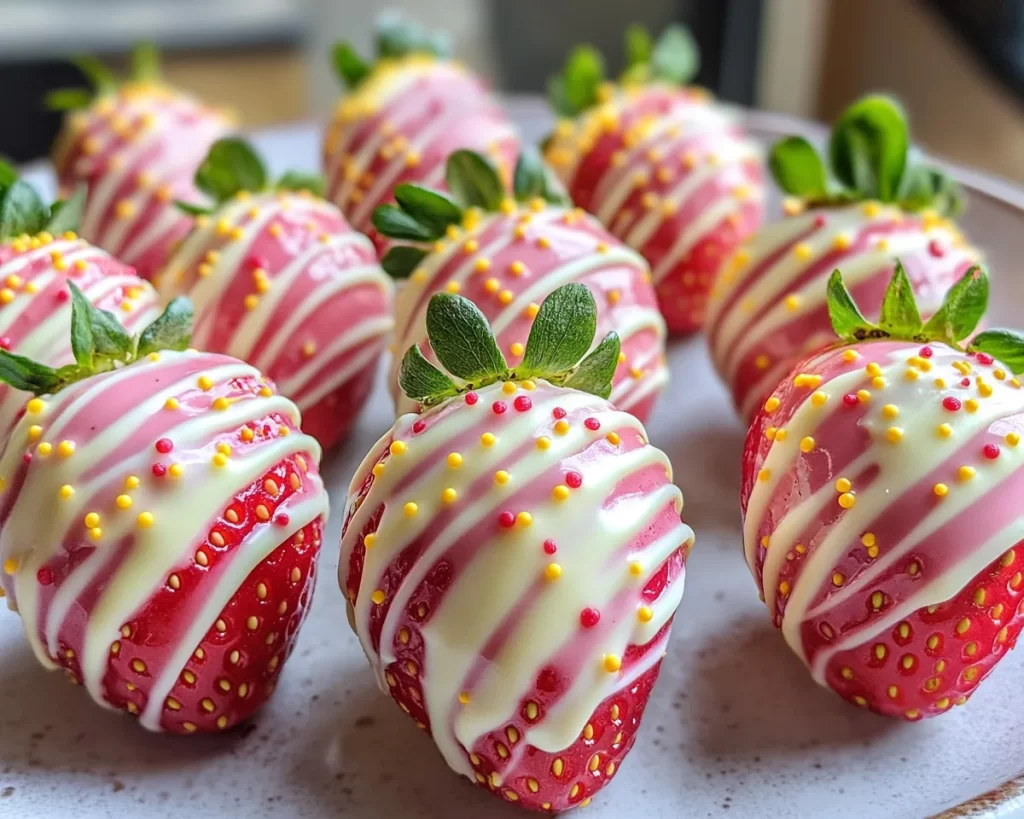 Easter Chocolate Covered Strawberries: White Chocolate Easter Egg Drizzled Strawberries in 20 Minutes